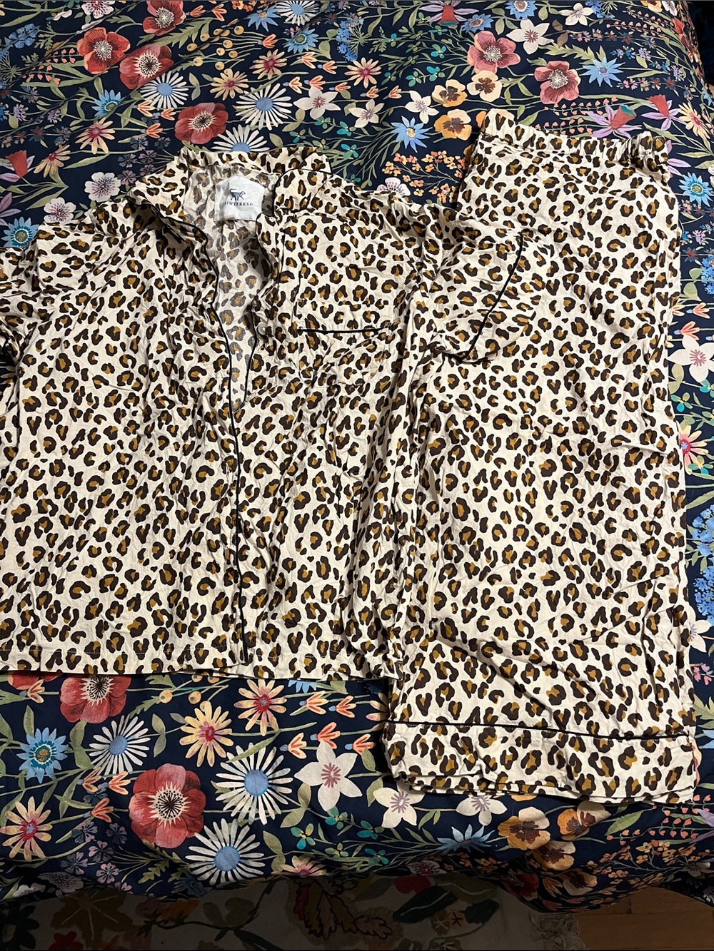 Printfresh Leopard Print Pajama Set - Cream & Brown